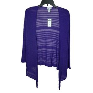 Chico's Zenergy Shadow Stripe Cardigan Purple Sz 1 (US M) Open Front Lightweight